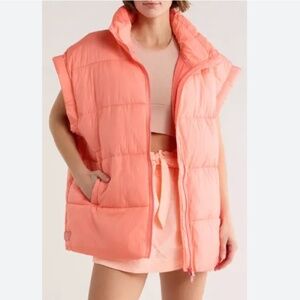 Free People FP movement Large L oversized puffer vest fruit punch 